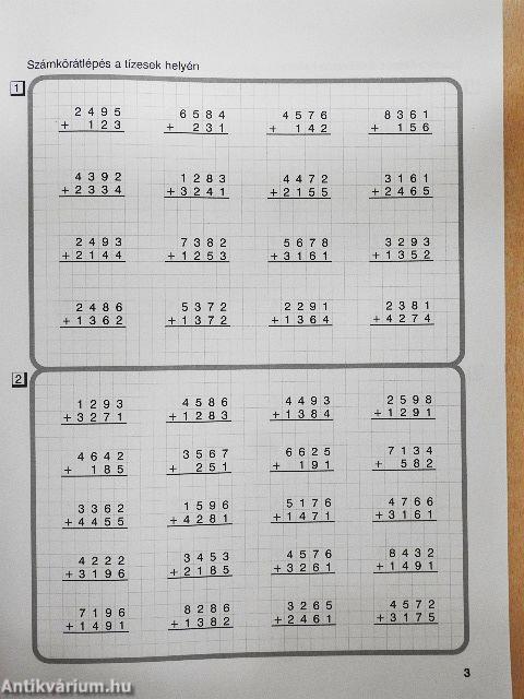 Gyakorlólapok a készségszintű számolás fejlesztéséhez II.