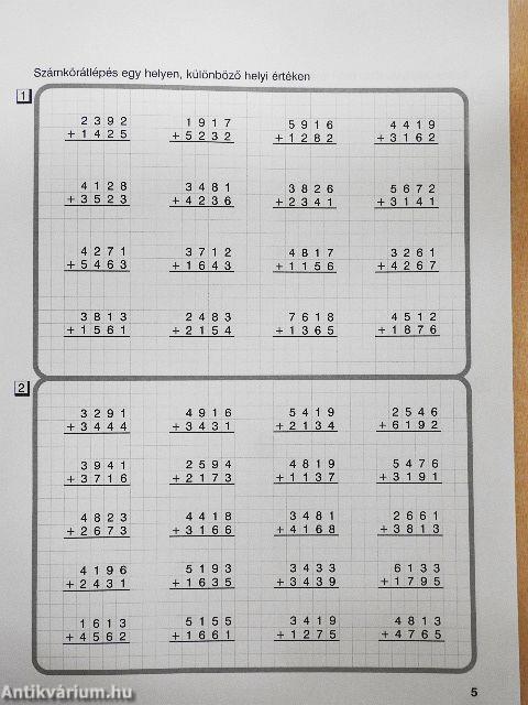 Gyakorlólapok a készségszintű számolás fejlesztéséhez II.