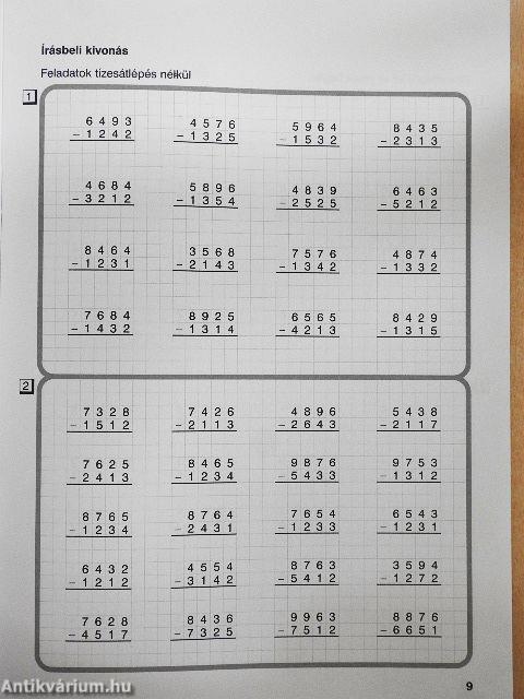 Gyakorlólapok a készségszintű számolás fejlesztéséhez II.