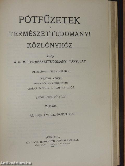 Természettudományi Közlöny 1909. január-december/Pótfüzetek a Természettudományi Közlönyhöz 1909. január-december
