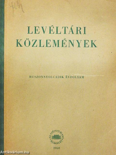Levéltári közlemények 1958.