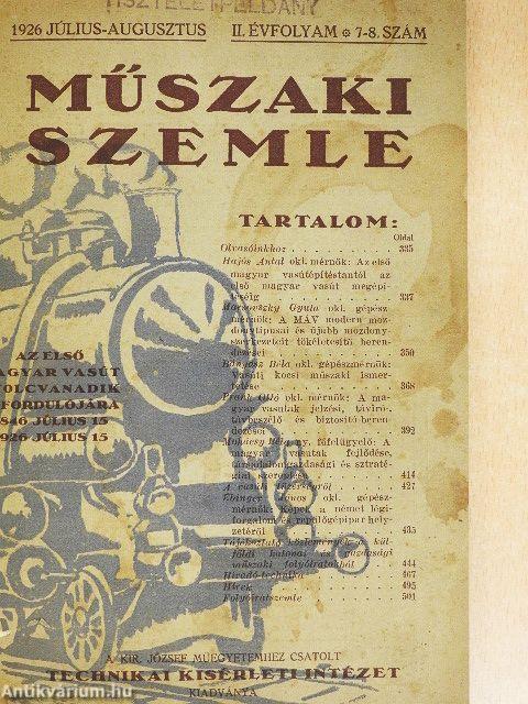 Műszaki szemle 1926. július-augusztus