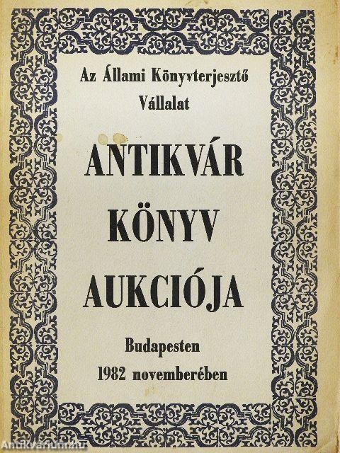 Antikvár könyv aukció - Budapest, 1982. november