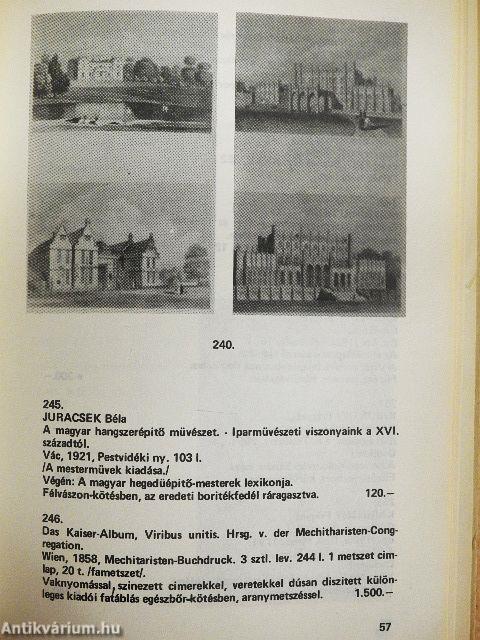 Antikvár könyv aukció - Budapest, 1982. november