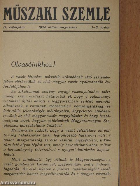 Műszaki szemle 1926. július-augusztus