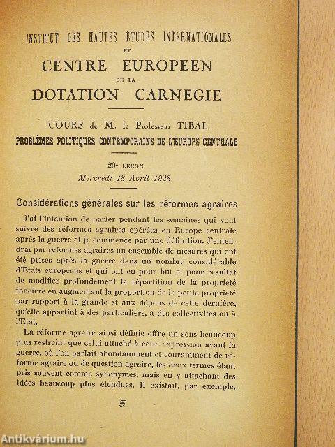 Problémes Politiques Contemporains de L'Europe Centrale - 20-27e Lecon