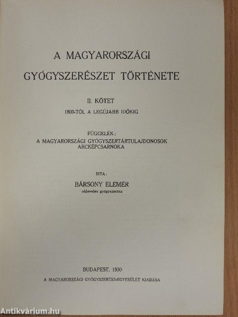 A magyarországi gyógyszerészet története II. (töredék)