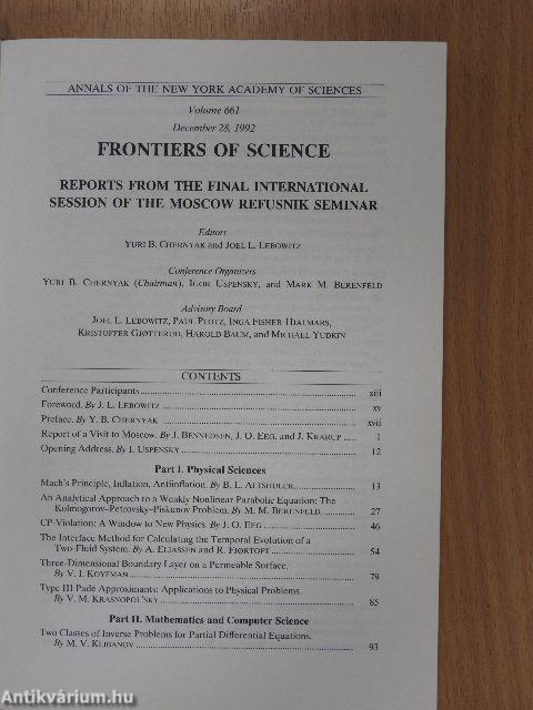 Frontiers of Science