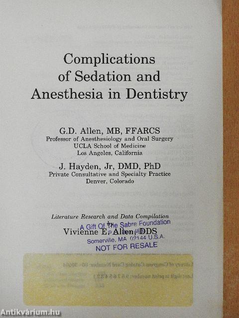 Complications of Sedation and Anesthesia in Dentistry
