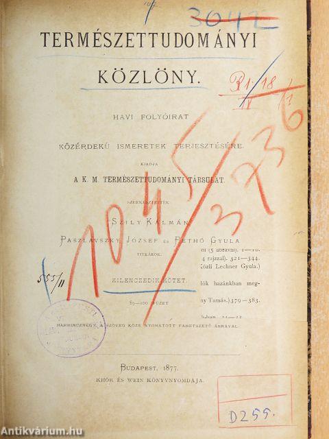 Természettudományi Közlöny 1877. január-december