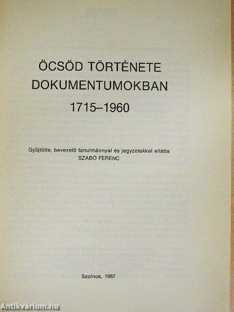 Öcsöd története dokumentumokban