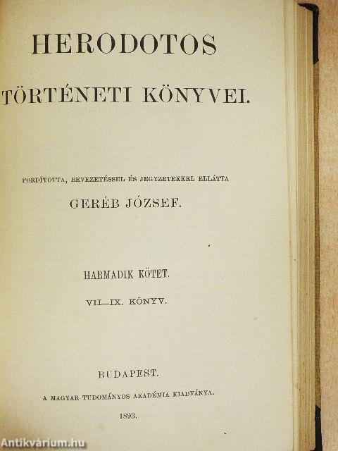 Herodotos történeti könyvei 1-3/I-IX.