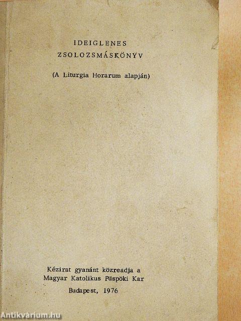 Ideiglenes zsolozsmáskönyv