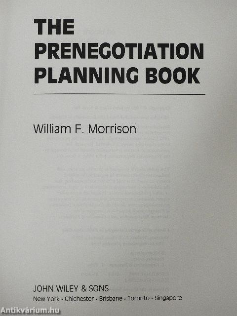 The Prenegotiation Planning Book