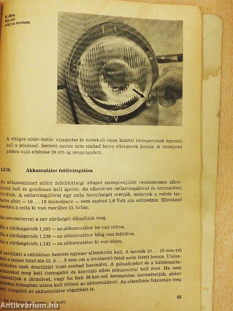 "Trabant 601" személygépkocsi kezelési útmutatója