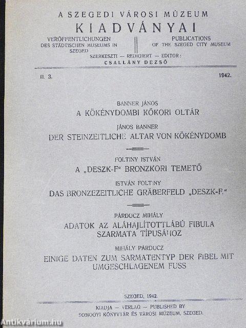A Szegedi Városi Múzeum Kiadványai 1942. II/3.