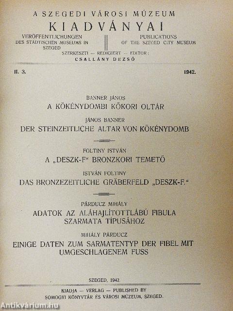 A Szegedi Városi Múzeum Kiadványai 1942. II/3.