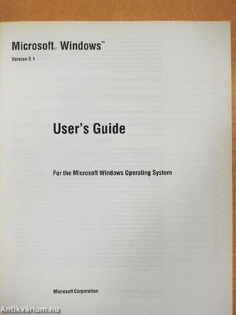 Microsoft Windows Version 3.1 User's Guide