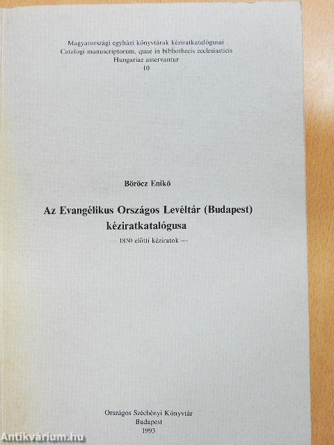 Az Evangélikus Országos Levéltár (Budapest) kéziratkatalógusa