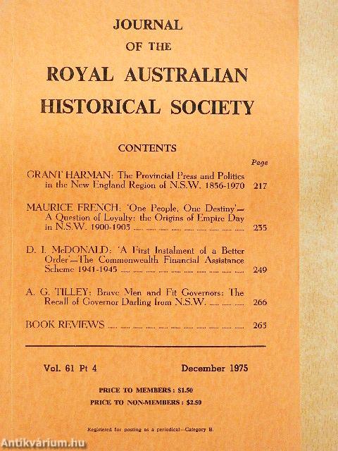 Journal of the Royal Australian Historical Society December 1975