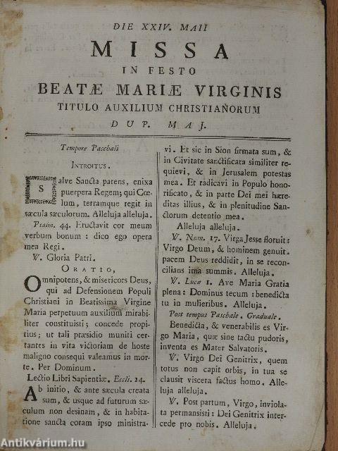 Missale Romanum ex decreto Sacrosancti Concilii Tridentini restitutum/Missae Propriae Sanctorum