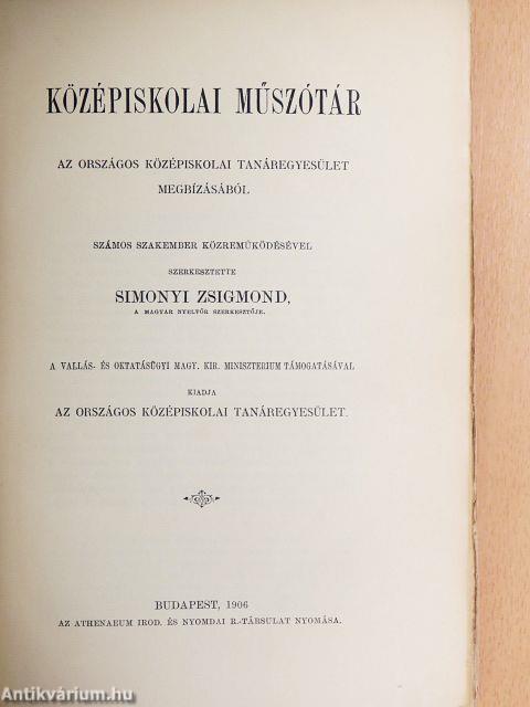 Középiskolai műszótár