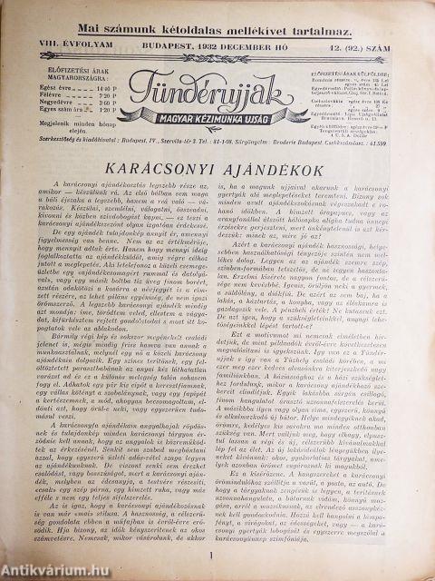 Tündérujjak 1932. december
