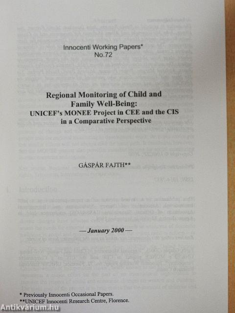 Regional Monitoring of Child and Family Well-Being: Unicef's Monee Project in CEE and this CIS in a Comparative Perspective