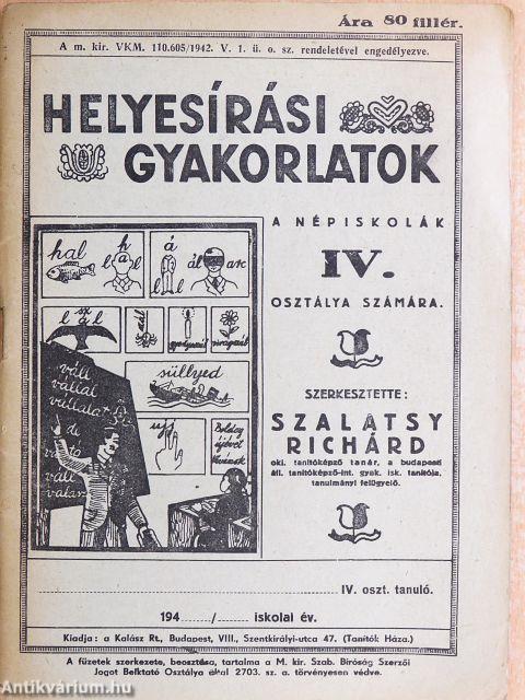 Helyesírási gyakorlatok a népiskolák VI. osztálya számára