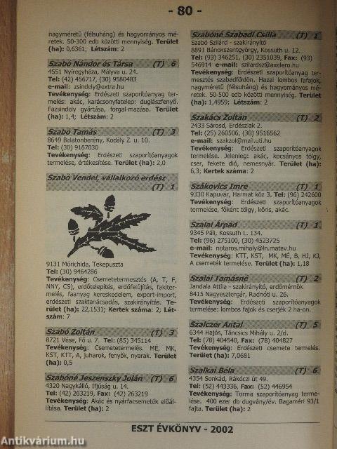 Erdészeti Szaporítóanyag Terméktanács Évkönyv 2002