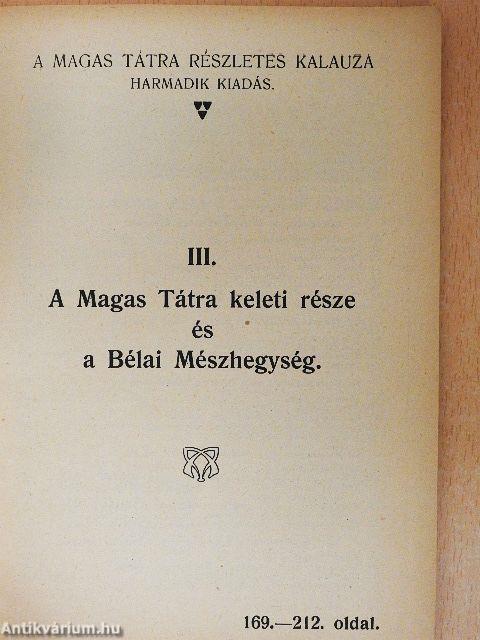 A Magas Tátra keleti része és a Bélai Mészhegység