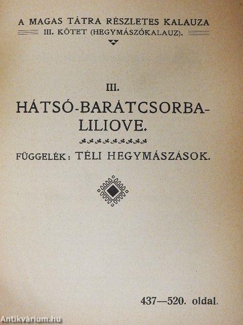 A Magas Tátra részletes kalauza III/3.