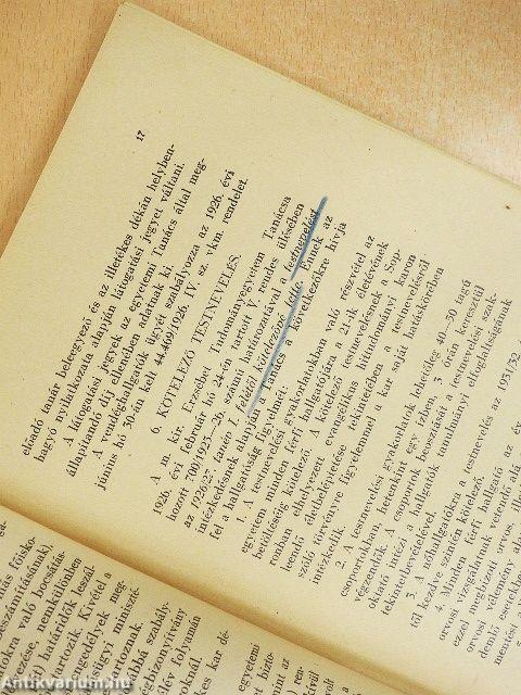 A M. Kir. Erzsébet Tudományegyetem tanrendje az 1933-34. tanév első felére