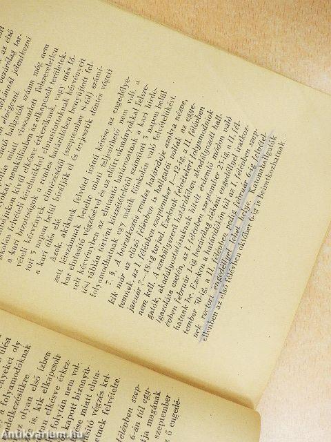 A M. Kir. Erzsébet Tudományegyetem tanrendje az 1933-34. tanév első felére