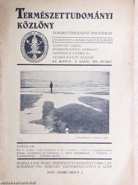 Természettudományi Közlöny 1930. februárius 1.