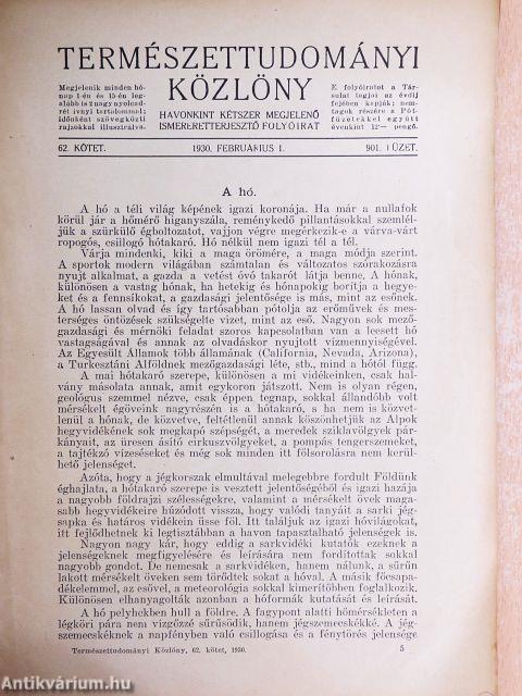 Természettudományi Közlöny 1930. februárius 1.