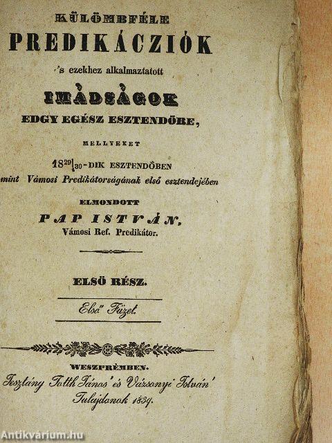 Külömbféle predikácziók I/1. (töredék)