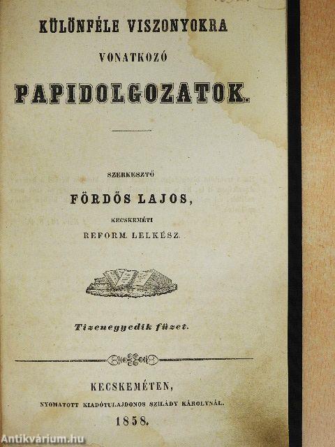 Különféle viszonyokra vonatkozó papidolgozatok 11.