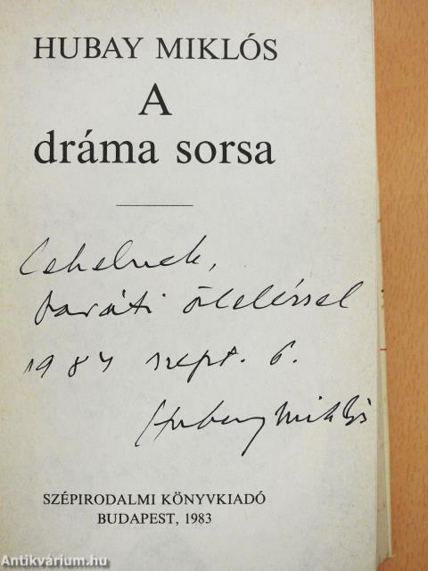 A dráma sorsa (dedikált példány)