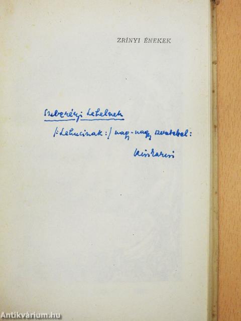 Zrínyi énekek (dedikált példány)