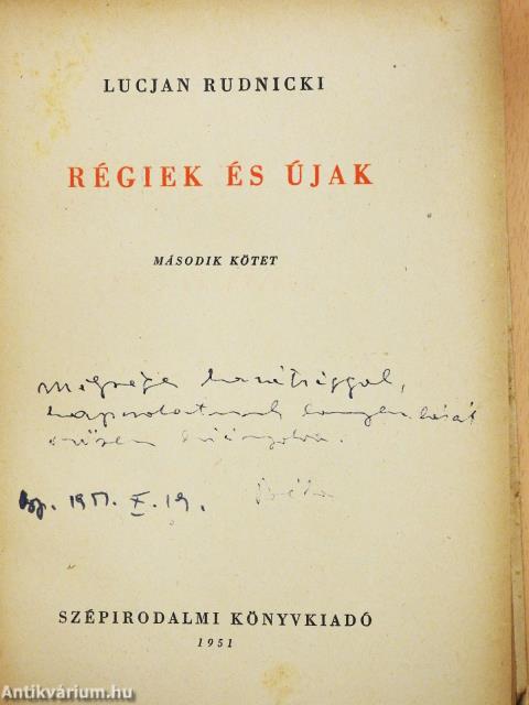 Régiek és újak II. (dedikált példány)