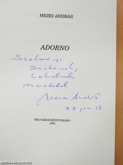 Adorno (dedikált példány)