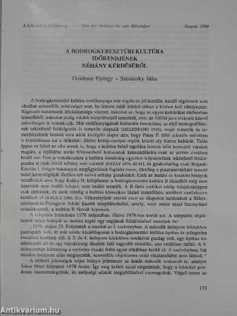 A bodrogkeresztúri kultúra időrendjének néhány kérdéséről