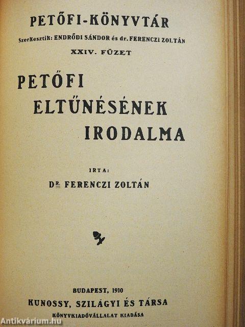 Petőfi levelei/Petőfi eltűnésének irodalma