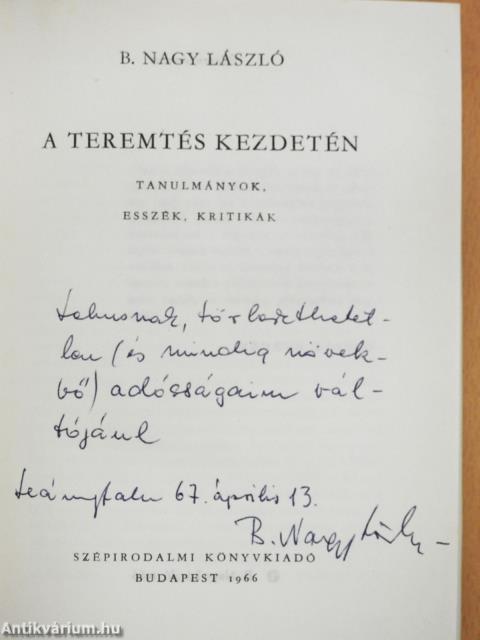 A teremtés kezdetén (dedikált példány)