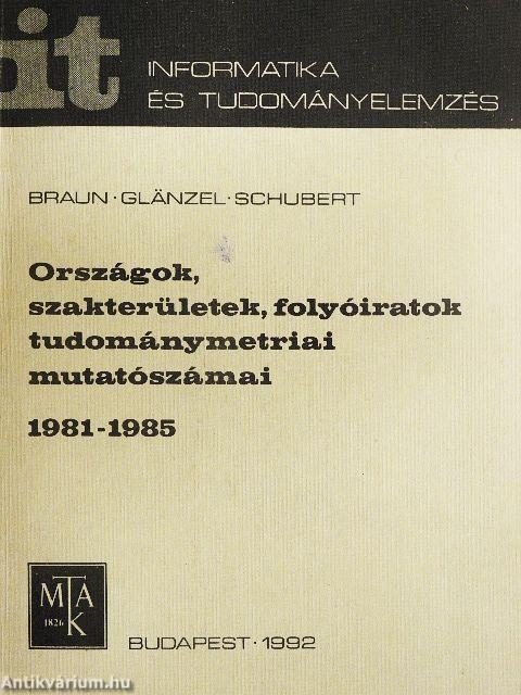 Országok, szakterületek, folyóiratok tudománymetriai mutatószámai 1981-1985