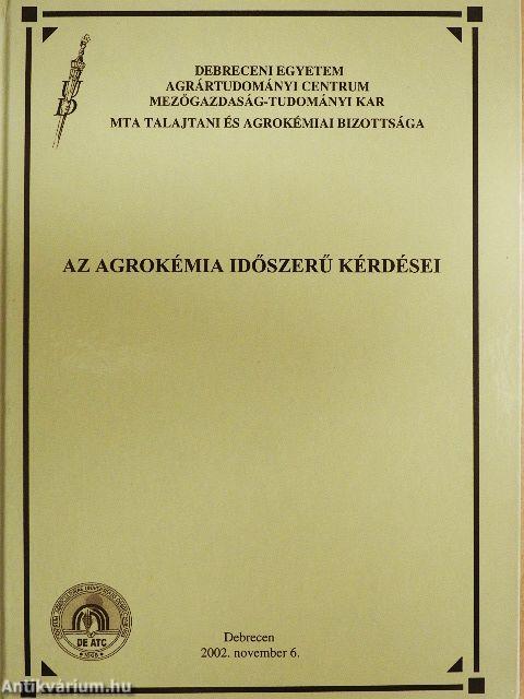 Az agrokémia időszerű kérdései