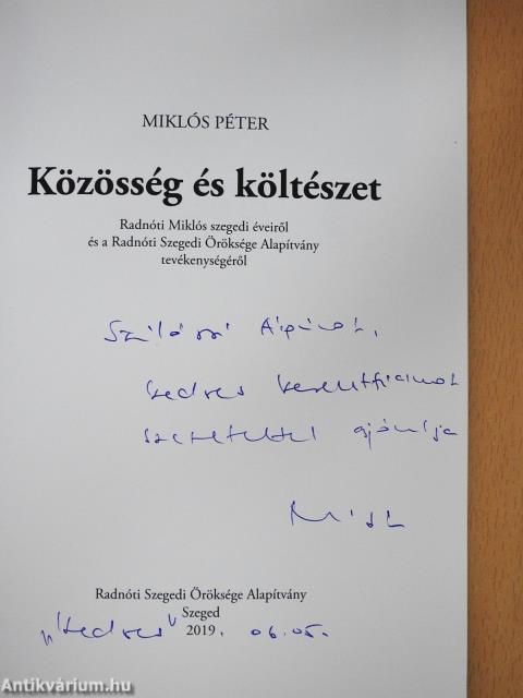 Közösség és költészet (dedikált példány)