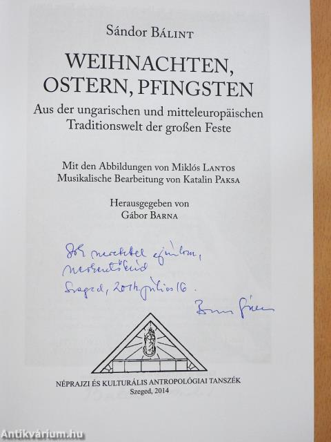 Weihnachten, Ostern, Pfingsten (dedikált példány)