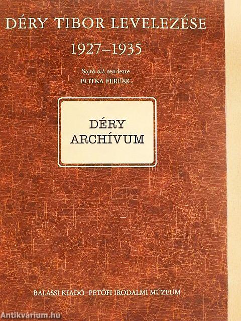 Déry Tibor levelezése I/B.